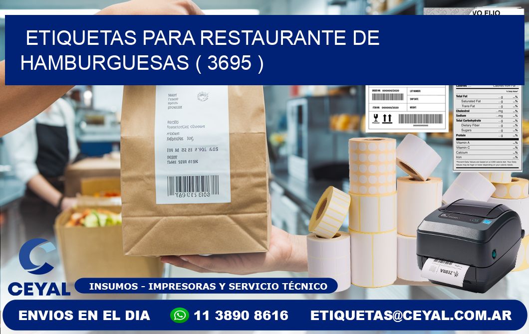 ETIQUETAS PARA RESTAURANTE DE HAMBURGUESAS ( 3695 )