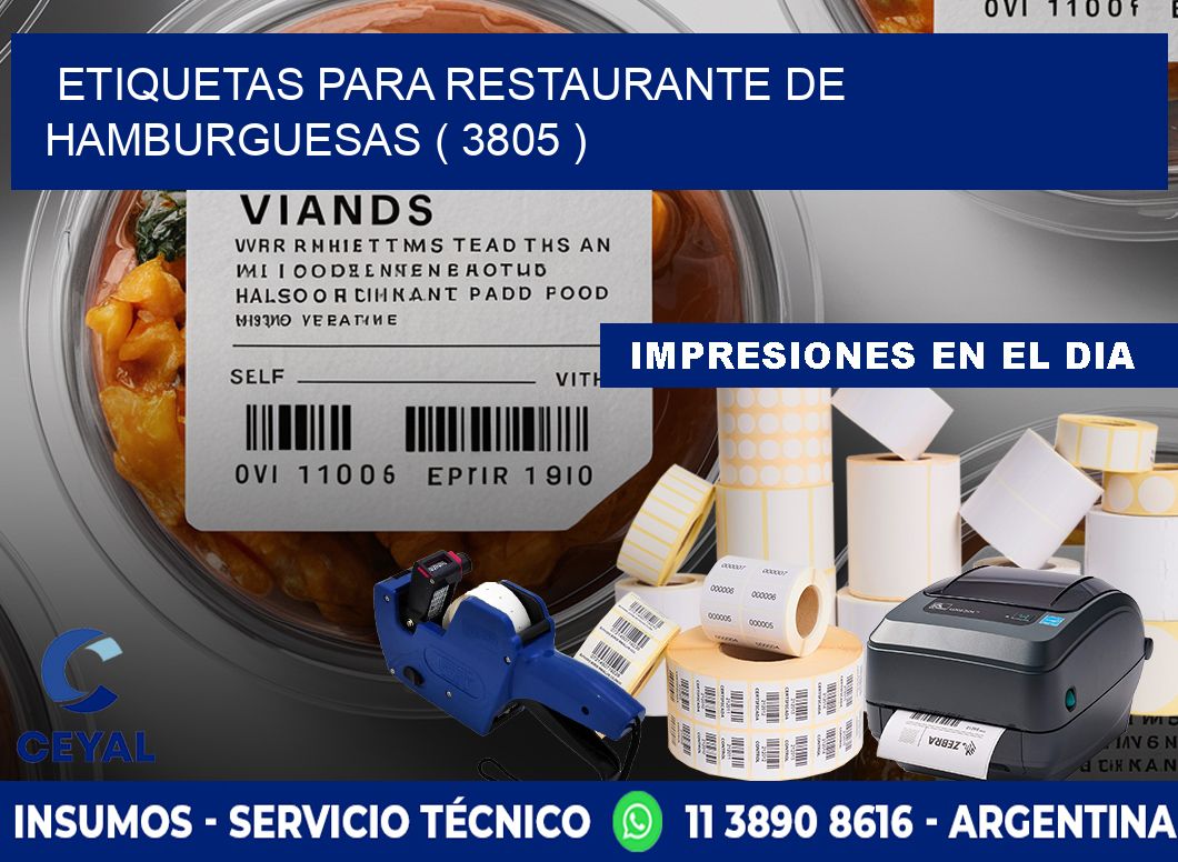 ETIQUETAS PARA RESTAURANTE DE HAMBURGUESAS ( 3805 )