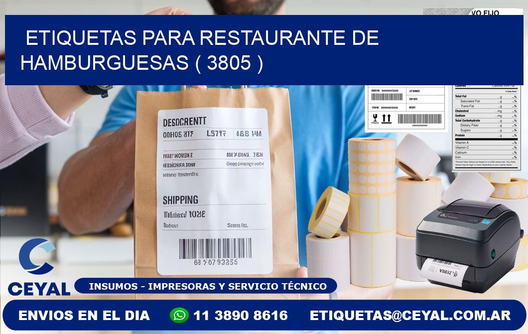 ETIQUETAS PARA RESTAURANTE DE HAMBURGUESAS ( 3805 )