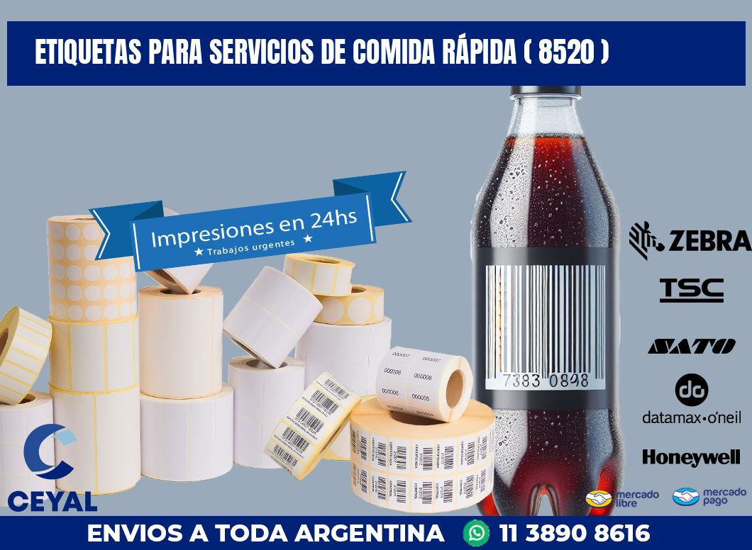 ETIQUETAS PARA SERVICIOS DE COMIDA RÁPIDA ( 8520 )