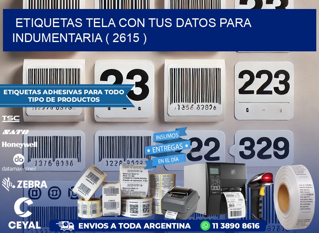 ETIQUETAS TELA CON TUS DATOS PARA INDUMENTARIA ( 2615 )