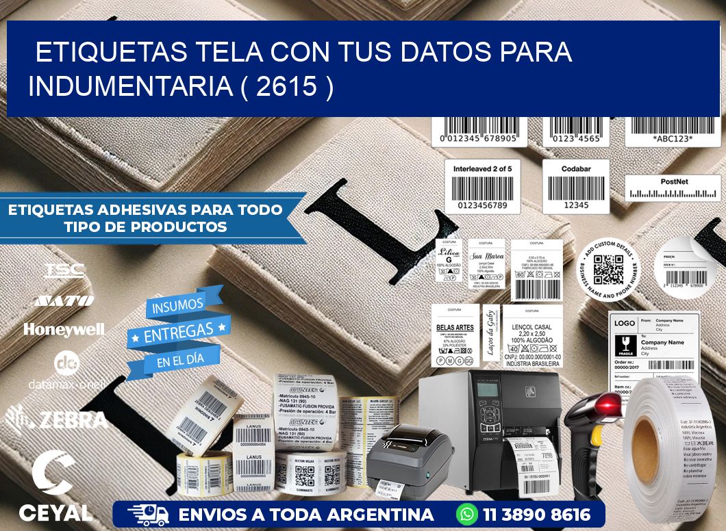 ETIQUETAS TELA CON TUS DATOS PARA INDUMENTARIA ( 2615 )