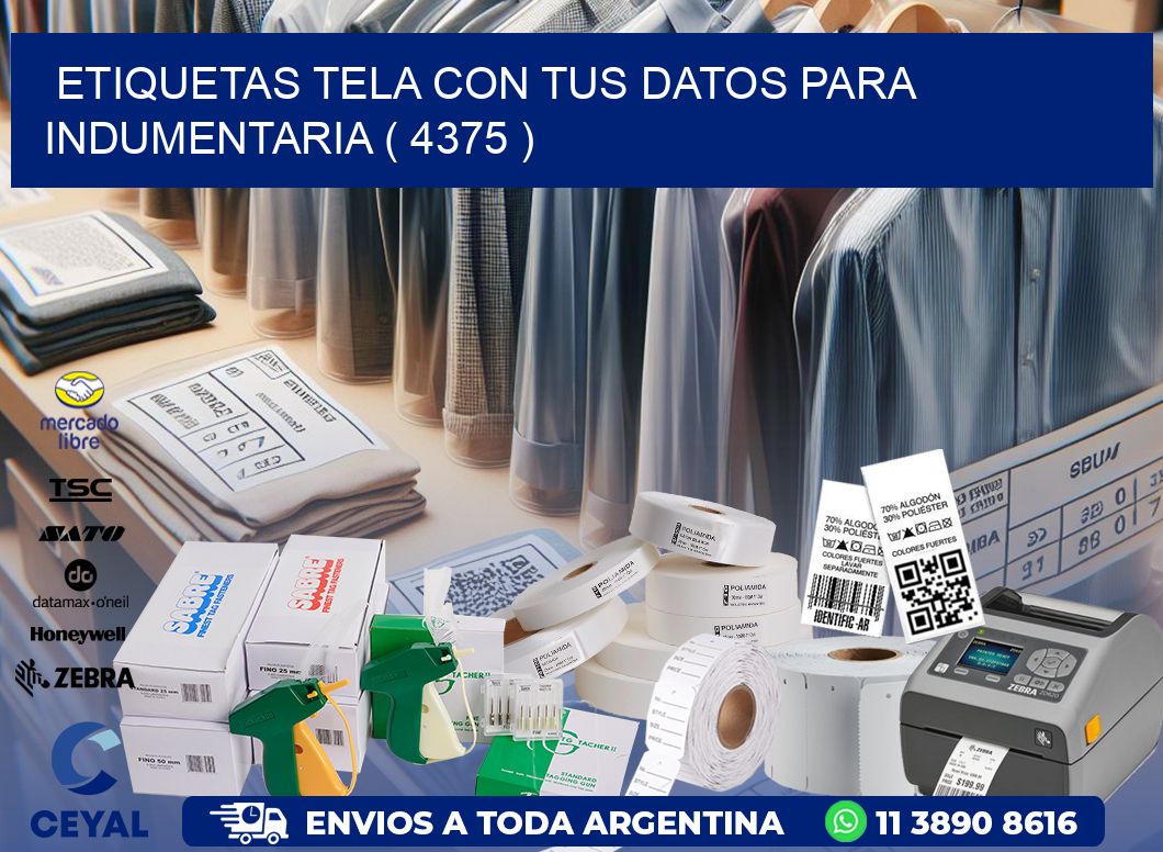 ETIQUETAS TELA CON TUS DATOS PARA INDUMENTARIA ( 4375 )