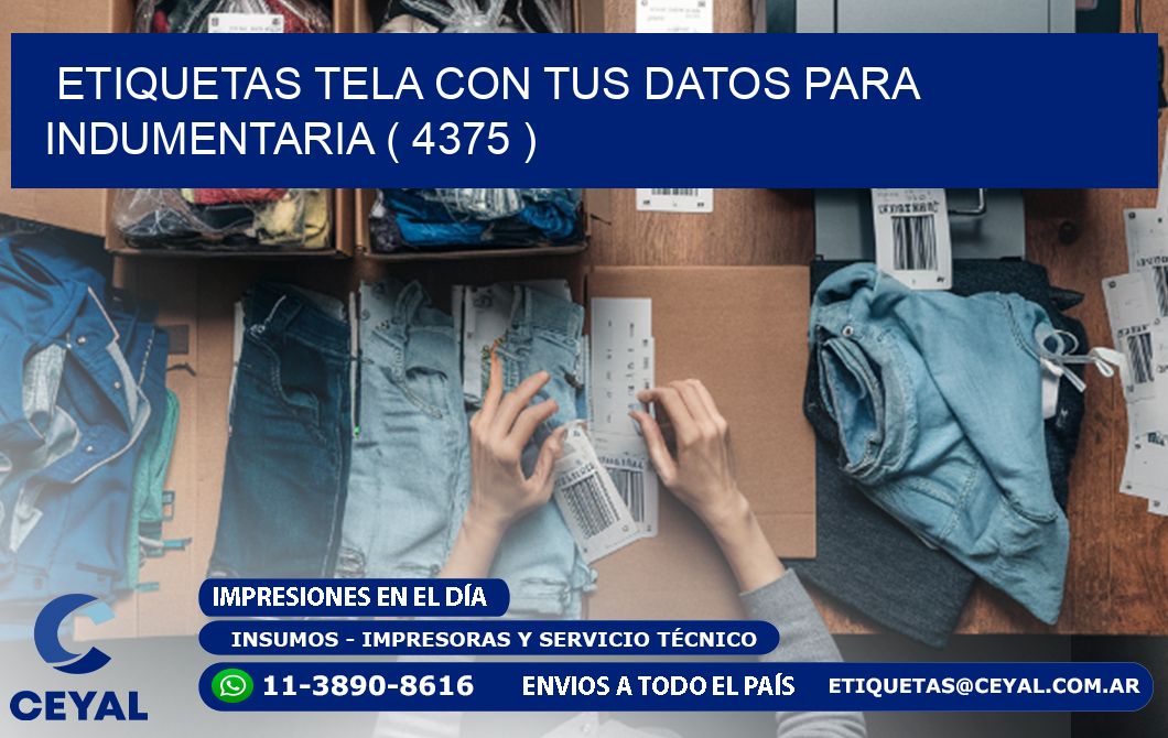 ETIQUETAS TELA CON TUS DATOS PARA INDUMENTARIA ( 4375 )