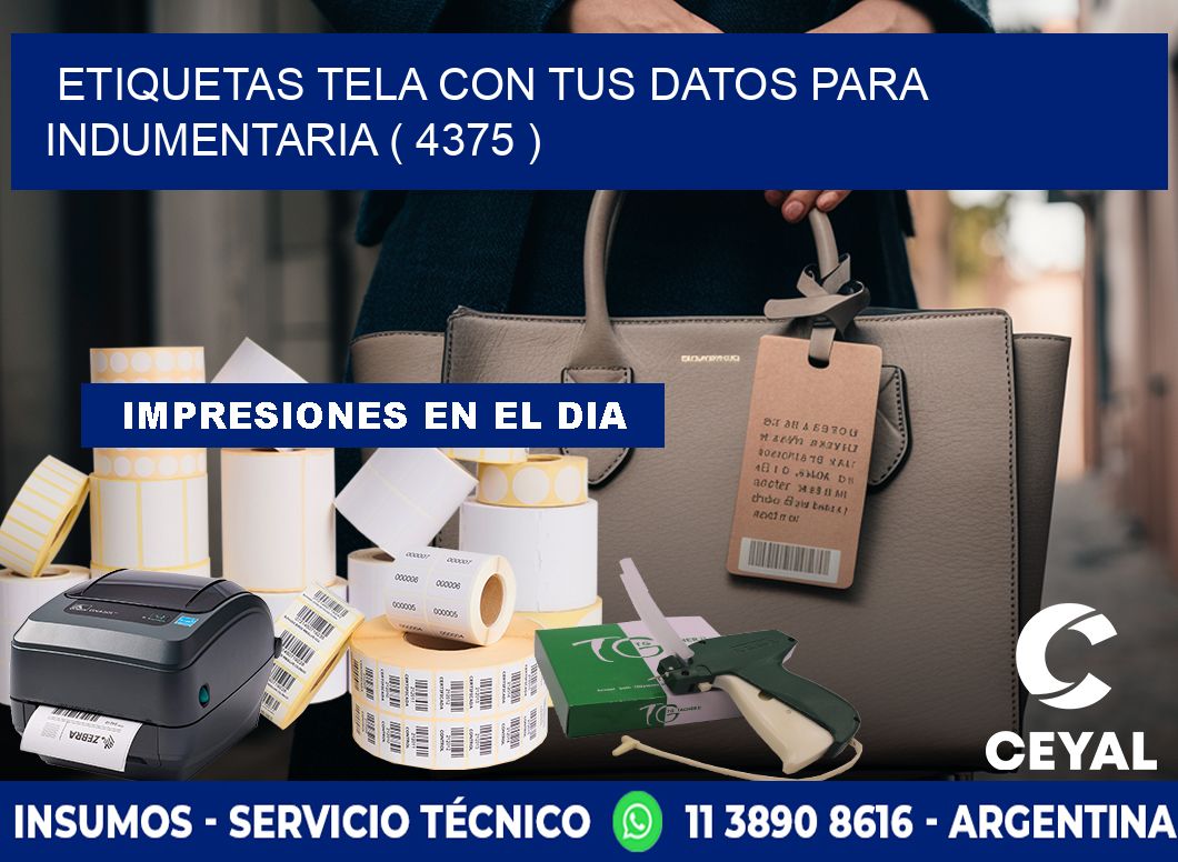 ETIQUETAS TELA CON TUS DATOS PARA INDUMENTARIA ( 4375 )