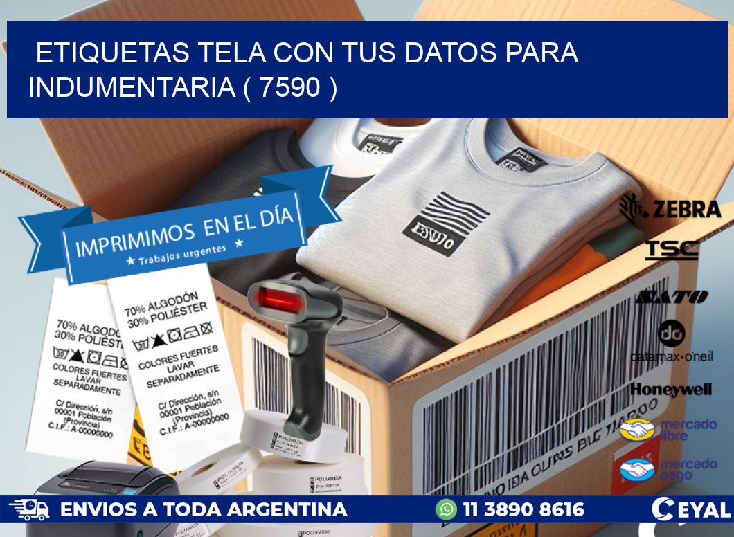 ETIQUETAS TELA CON TUS DATOS PARA INDUMENTARIA ( 7590 )