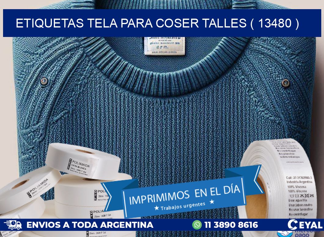 ETIQUETAS TELA PARA COSER TALLES ( 13480 )
