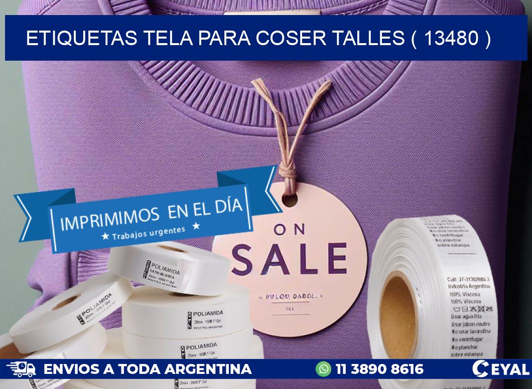 ETIQUETAS TELA PARA COSER TALLES ( 13480 )