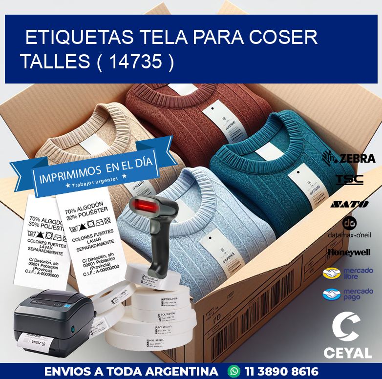 ETIQUETAS TELA PARA COSER TALLES ( 14735 )