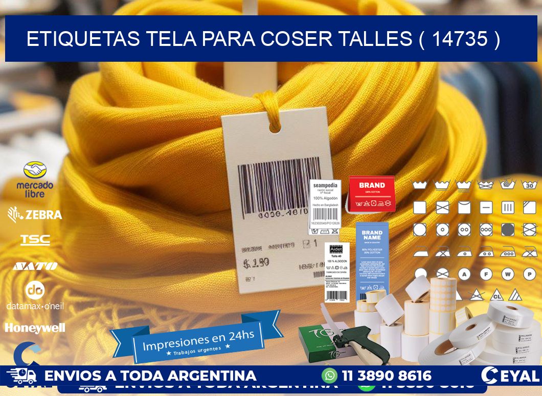 ETIQUETAS TELA PARA COSER TALLES ( 14735 )