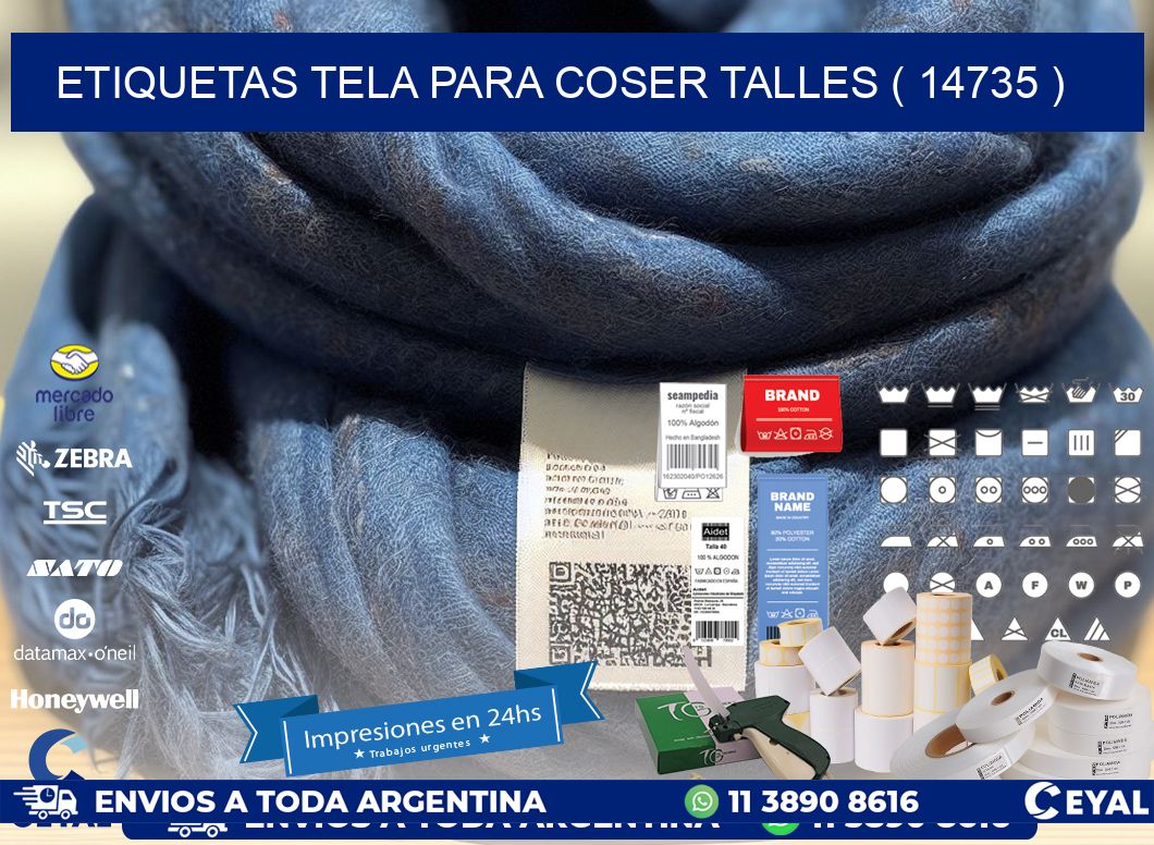 ETIQUETAS TELA PARA COSER TALLES ( 14735 )