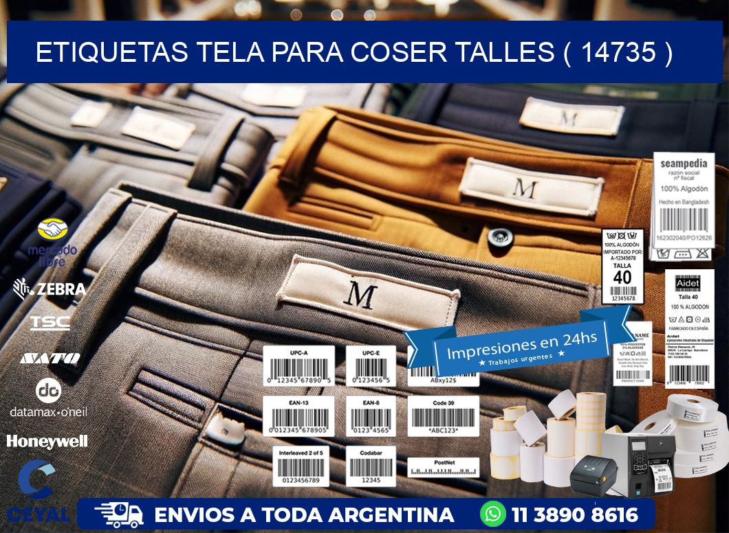 ETIQUETAS TELA PARA COSER TALLES ( 14735 )