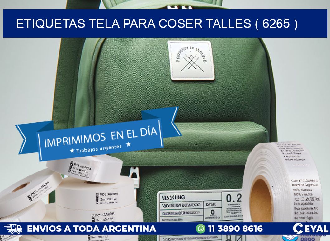 ETIQUETAS TELA PARA COSER TALLES ( 6265 )