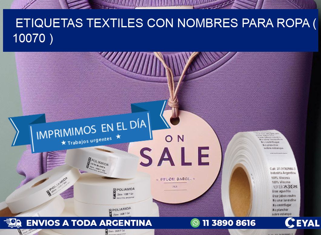 ETIQUETAS TEXTILES CON NOMBRES PARA ROPA ( 10070 )