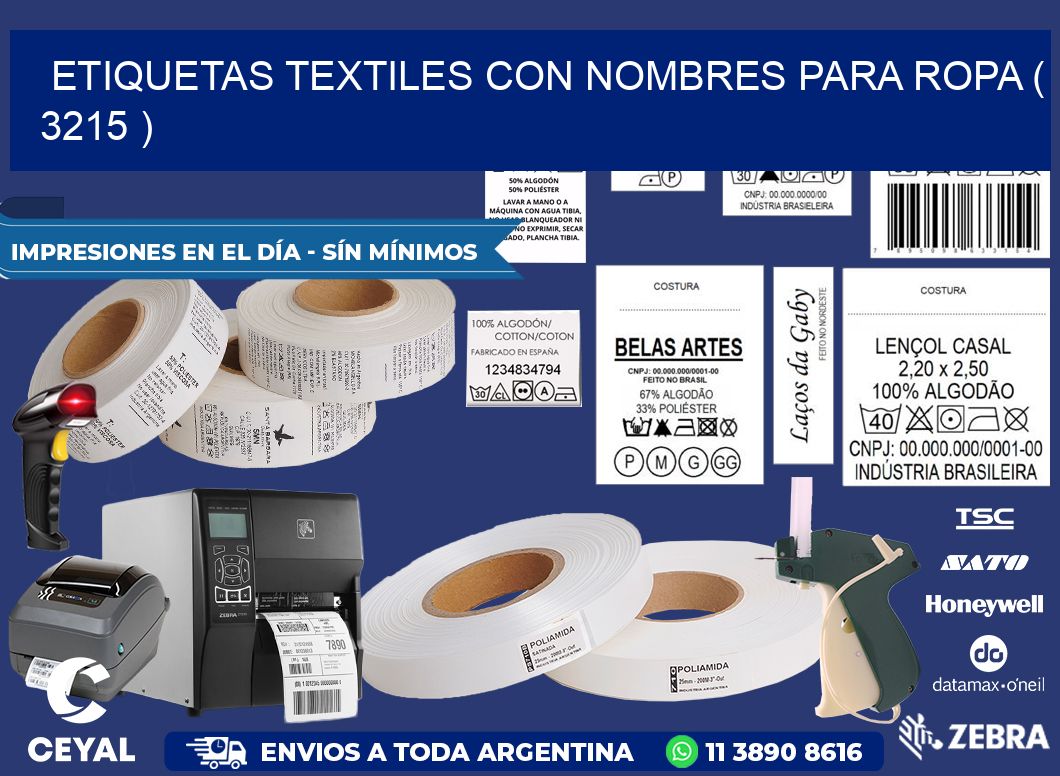 ETIQUETAS TEXTILES CON NOMBRES PARA ROPA ( 3215 )
