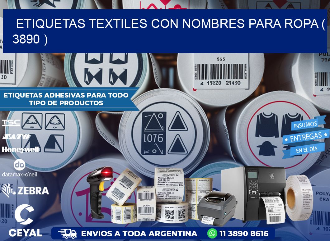 ETIQUETAS TEXTILES CON NOMBRES PARA ROPA ( 3890 )