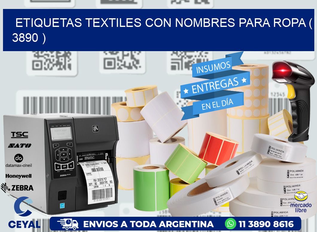 ETIQUETAS TEXTILES CON NOMBRES PARA ROPA ( 3890 )
