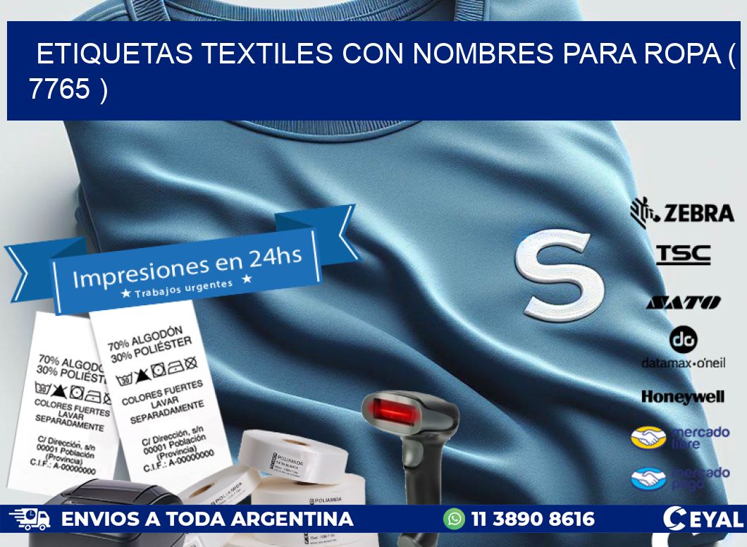 ETIQUETAS TEXTILES CON NOMBRES PARA ROPA ( 7765 )