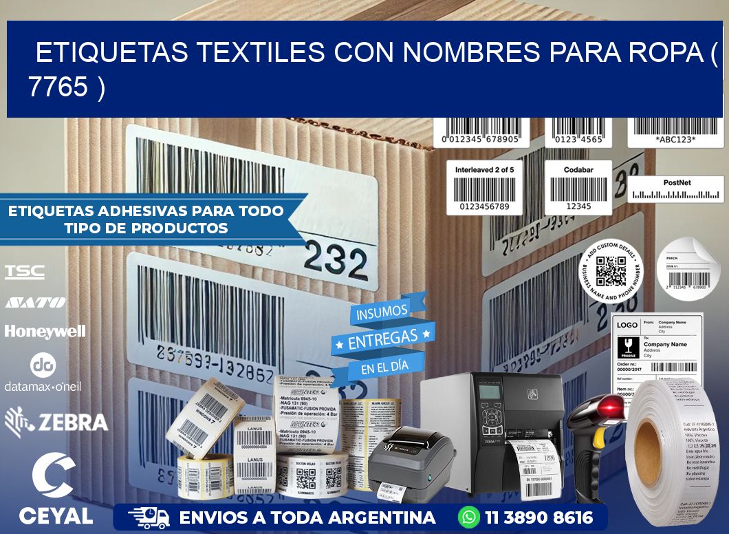 ETIQUETAS TEXTILES CON NOMBRES PARA ROPA ( 7765 )