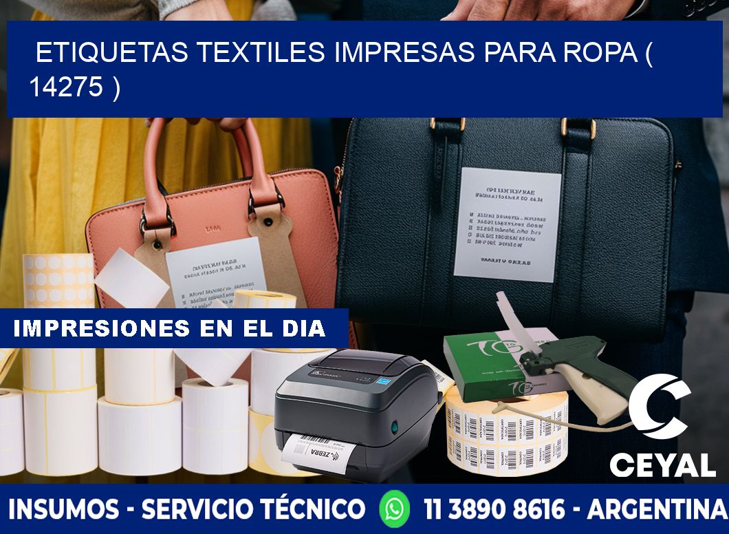 ETIQUETAS TEXTILES IMPRESAS PARA ROPA ( 14275 )