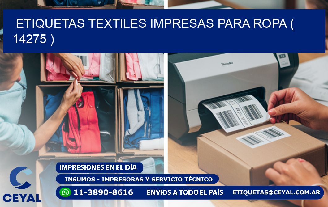 ETIQUETAS TEXTILES IMPRESAS PARA ROPA ( 14275 )