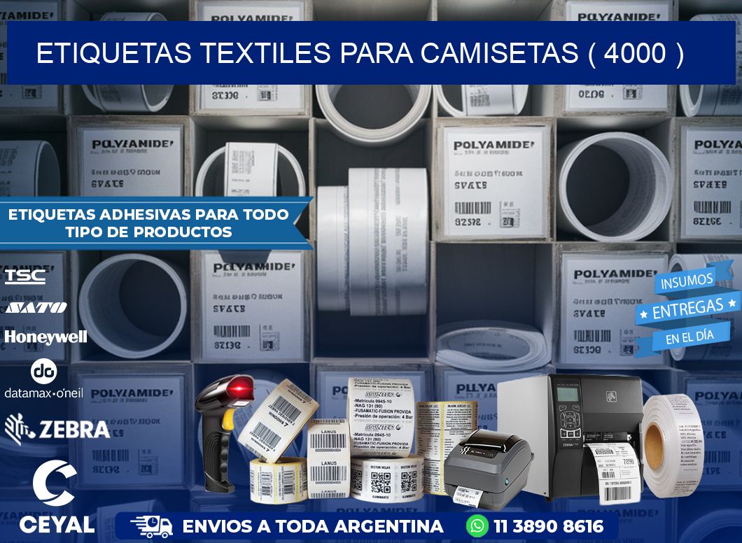 ETIQUETAS TEXTILES PARA CAMISETAS ( 4000 )