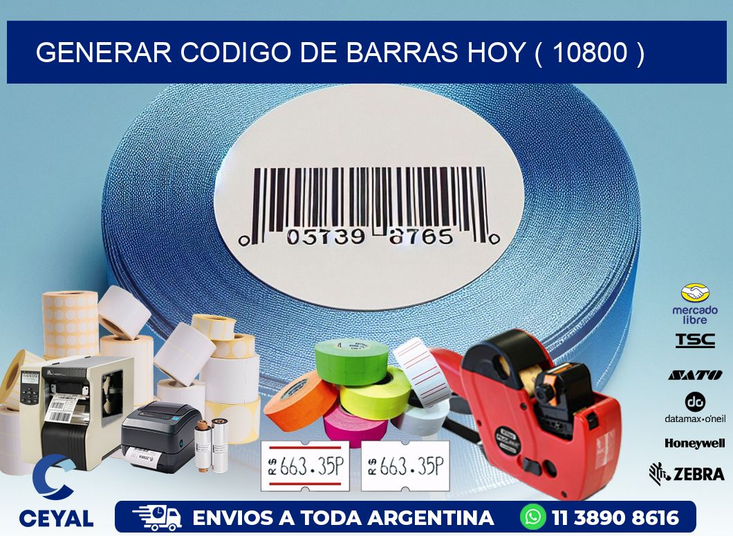 GENERAR CODIGO DE BARRAS HOY ( 10800 )