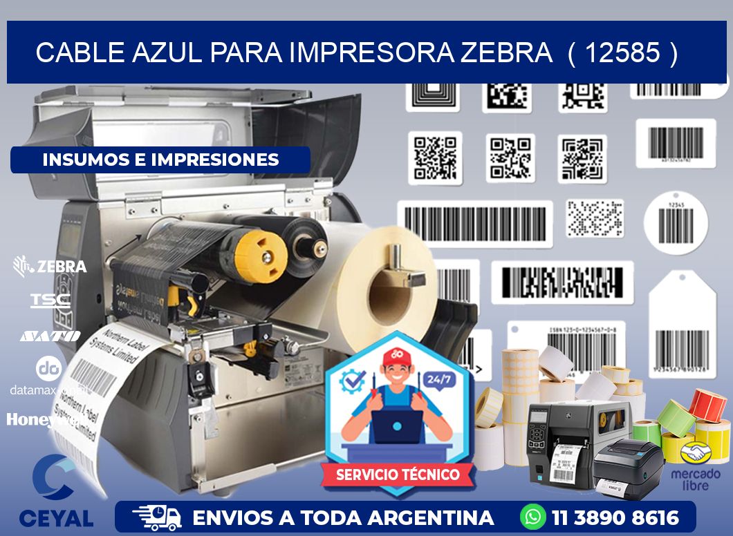 cable azul para impresora zebra  ( 12585 )