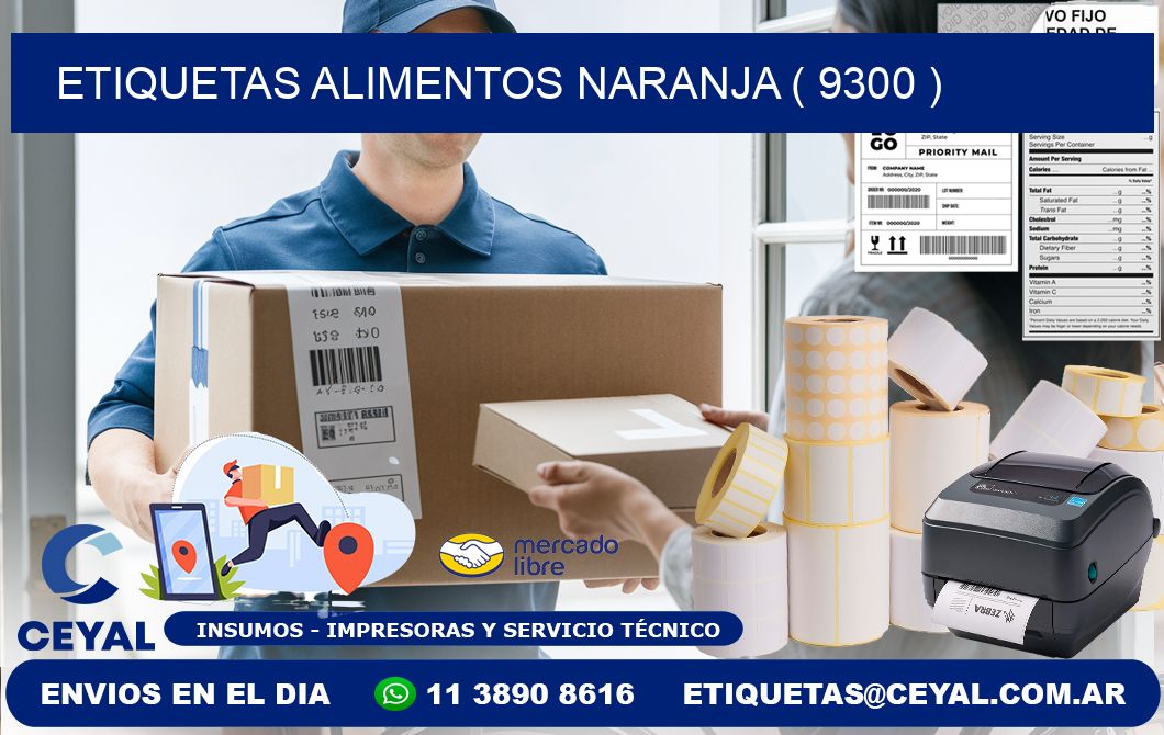 etiquetas alimentos naranja ( 9300 )