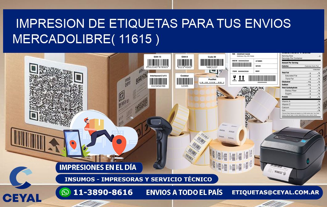 impresion de etiquetas para tus envios mercadolibre( 11615 )
