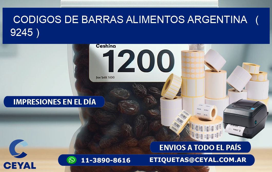 CODIGOS DE BARRAS ALIMENTOS ARGENTINA   ( 9245 )