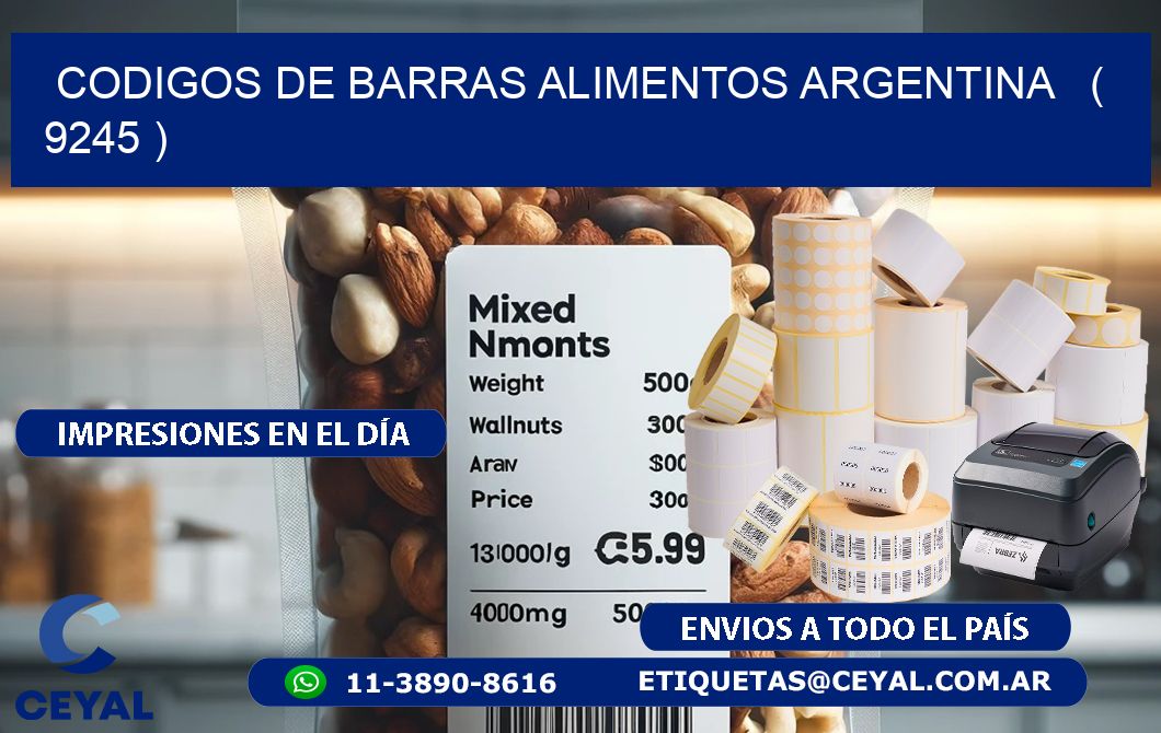 CODIGOS DE BARRAS ALIMENTOS ARGENTINA   ( 9245 )