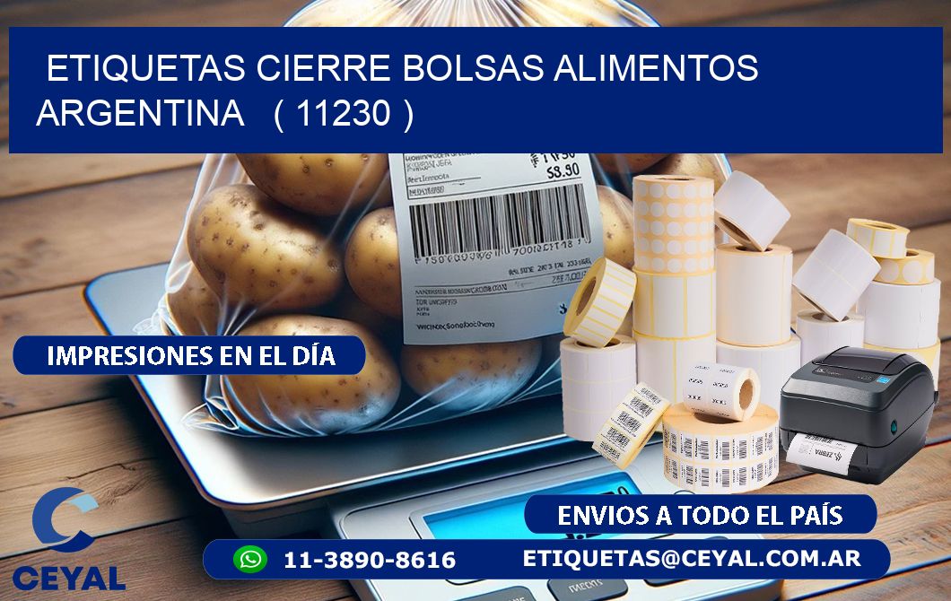 ETIQUETAS CIERRE BOLSAS ALIMENTOS ARGENTINA   ( 11230 )