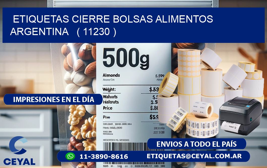 ETIQUETAS CIERRE BOLSAS ALIMENTOS ARGENTINA   ( 11230 )