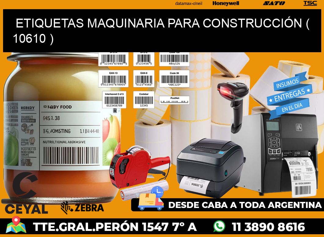 ETIQUETAS MAQUINARIA PARA CONSTRUCCIÓN ( 10610 )