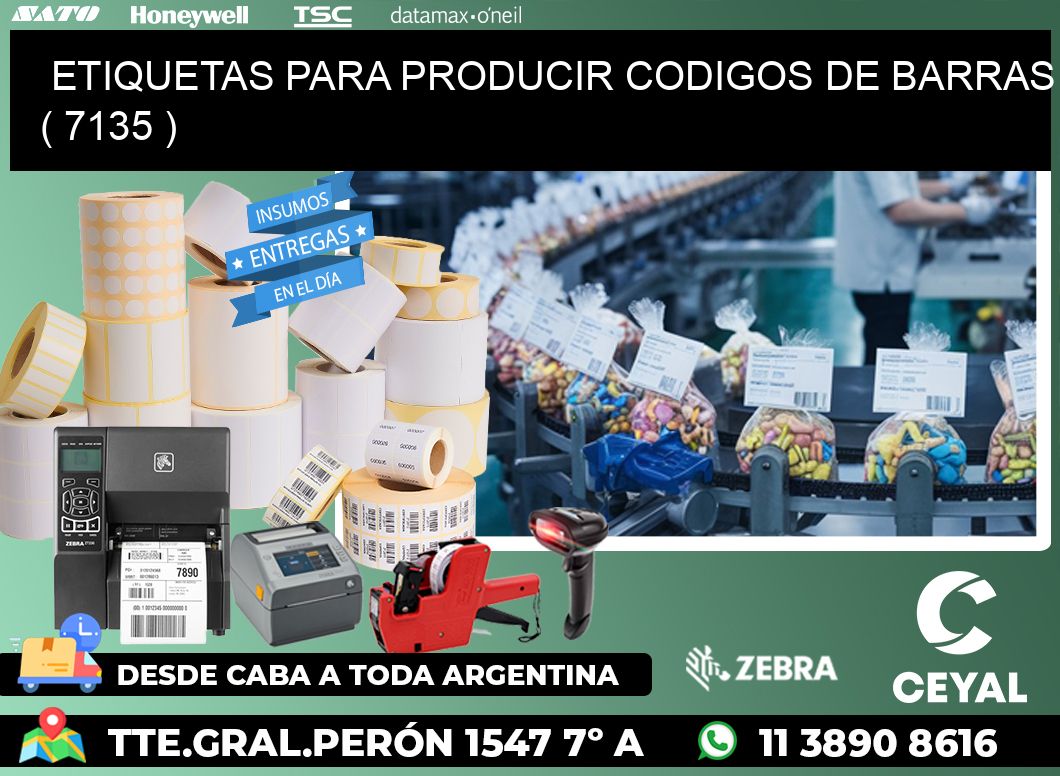 ETIQUETAS PARA PRODUCIR CODIGOS DE BARRAS ( 7135 )