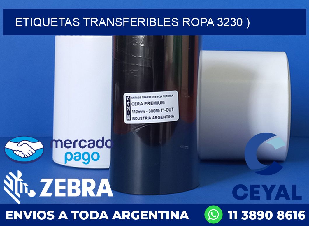 ETIQUETAS TRANSFERIBLES ROPA 3230 )