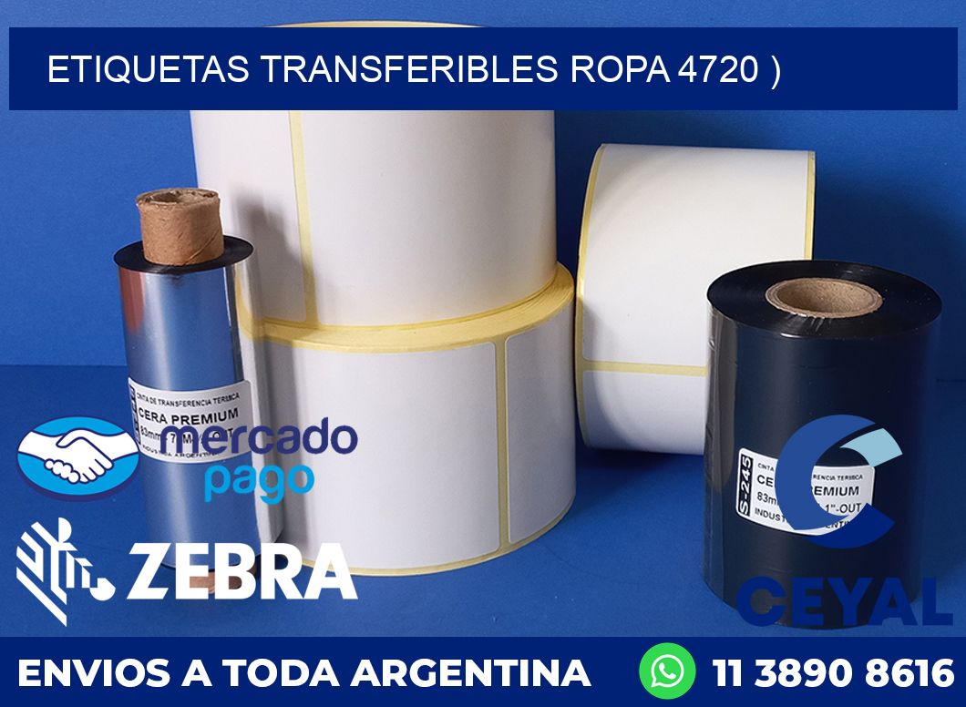 ETIQUETAS TRANSFERIBLES ROPA 4720 )