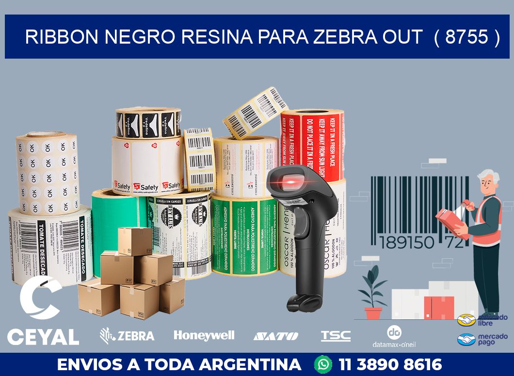 RIBBON NEGRO RESINA PARA ZEBRA OUT  ( 8755 )