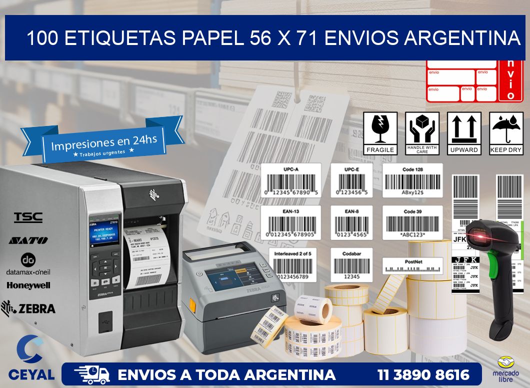 100 ETIQUETAS PAPEL 56 x 71 ENVIOS ARGENTINA
