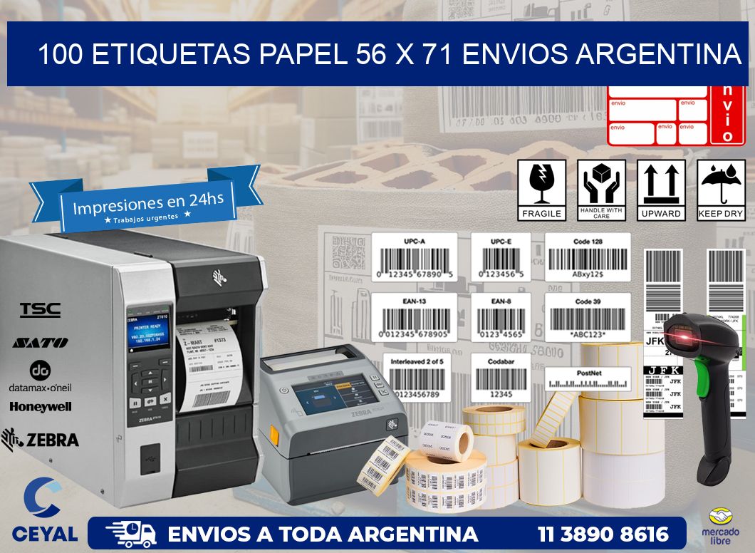100 ETIQUETAS PAPEL 56 x 71 ENVIOS ARGENTINA