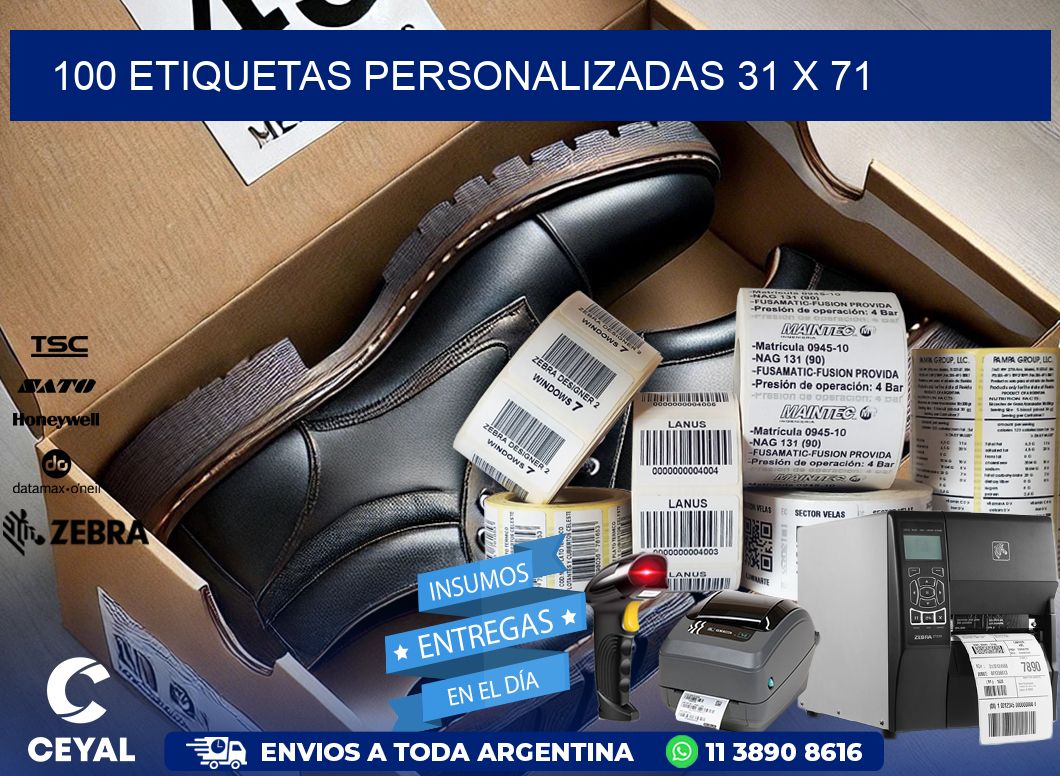 100 ETIQUETAS PERSONALIZADAS 31 x 71