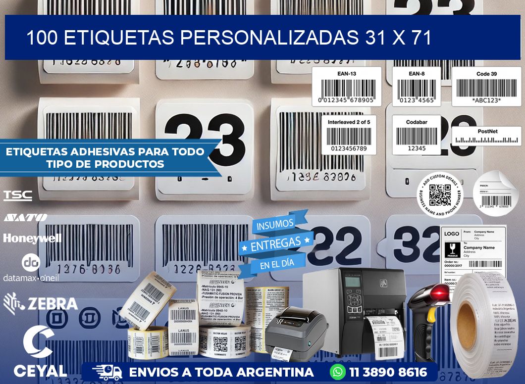 100 ETIQUETAS PERSONALIZADAS 31 x 71