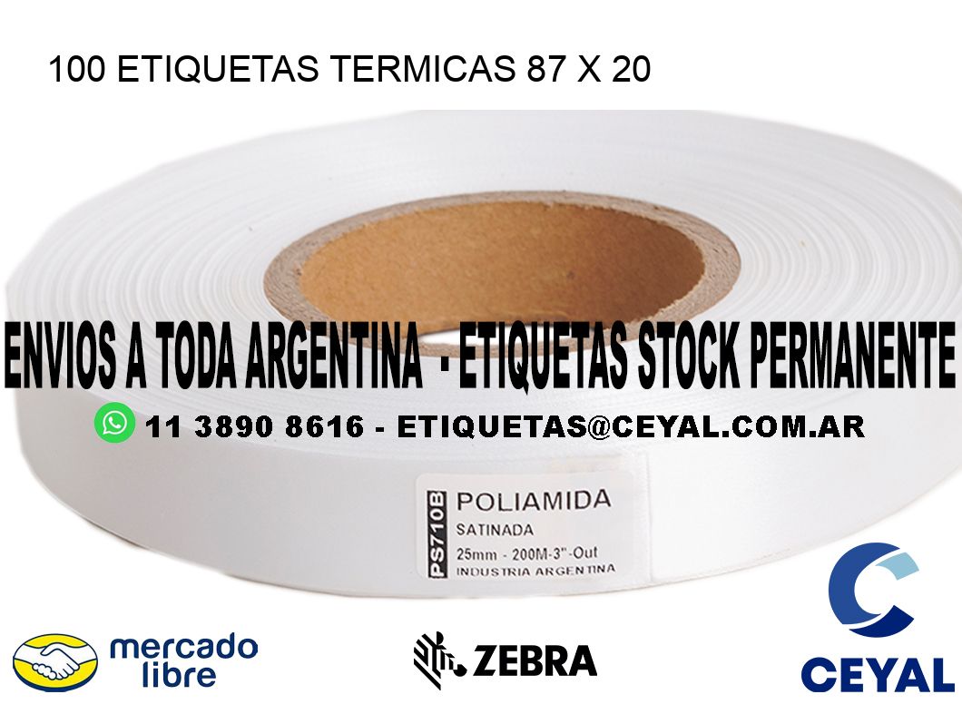 100 ETIQUETAS TERMICAS 87 x 20