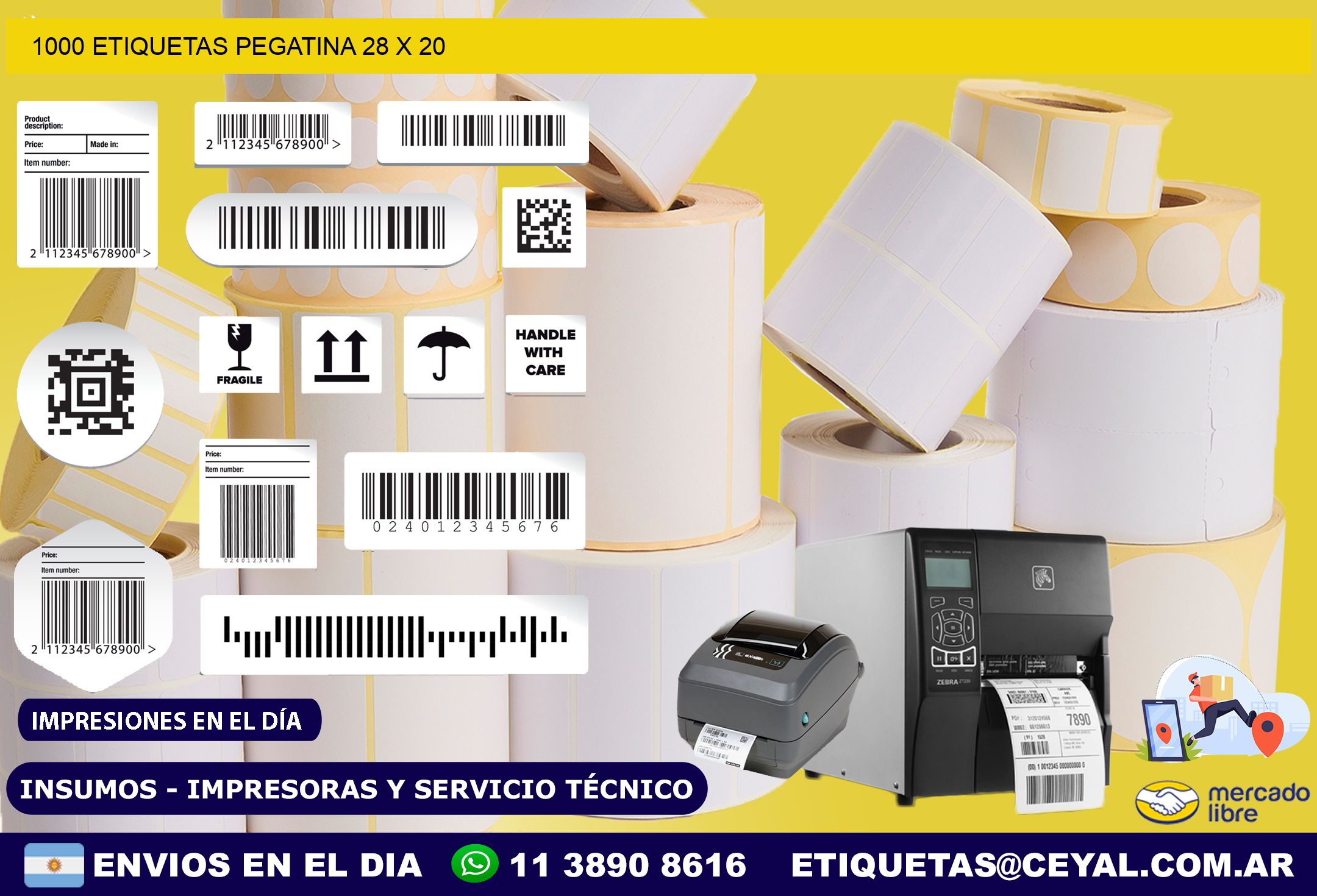 1000 ETIQUETAS PEGATINA 28 x 20