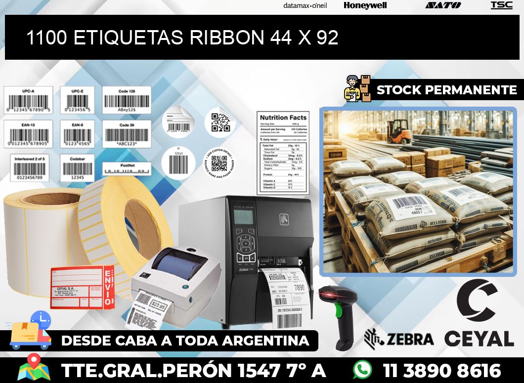 1100 ETIQUETAS RIBBON 44 x 92