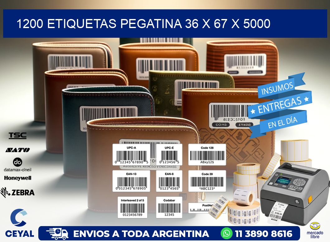 1200 ETIQUETAS PEGATINA 36 x 67 x 5000