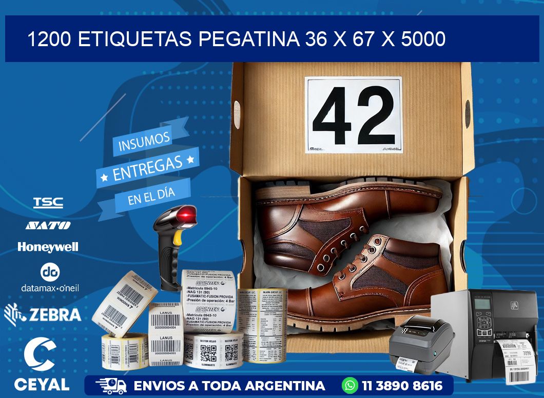 1200 ETIQUETAS PEGATINA 36 x 67 x 5000