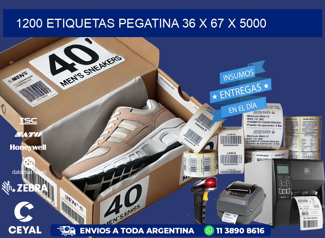 1200 ETIQUETAS PEGATINA 36 x 67 x 5000