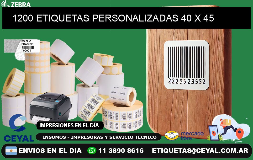 1200 ETIQUETAS PERSONALIZADAS 40 x 45